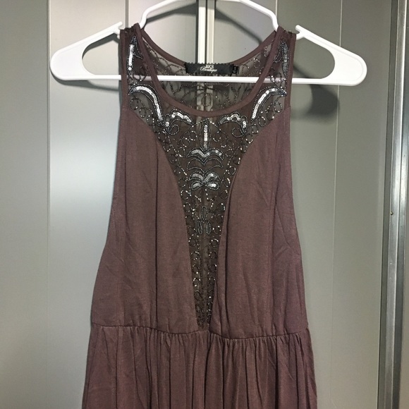 THE BUCKLE // BKE Boutique Plum Purple Mesh Sequin Babydoll Tank Top Small - Picture 6 of 9